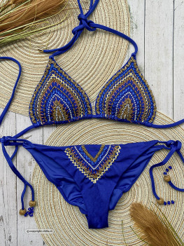 Royal Blue bikini embellished with deluxe embroideries and beads: Special Edition!