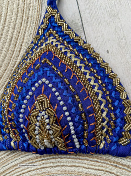 Royal Blue bikini embellished with deluxe embroideries and beads: Special Edition! 2
