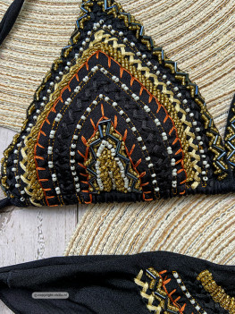 Black bikini embellished with deluxe embroideries and beads: Special Edition! 2