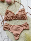 Oudroze bikini versierd met bloemen en parelmoer kraaltjes: Special Edition!