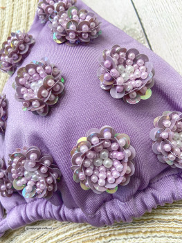 Lovely lilac bikini with flowers hand embroidered from beads and sequins: Special Edition! 2
