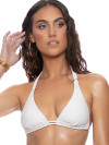 Lovely white halter top interwoven with gold lurex threading by Luli Fama