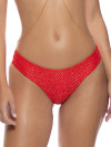 Red scrunch bottom interwoven with gold lurex threading by Luli Fama