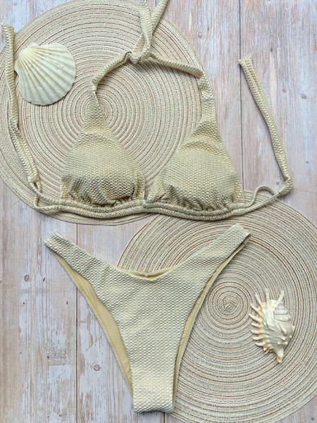 Bikini Halter Luminous Gold van Luli Fama