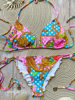 Luxe print bikini versierd met bergkristallen van Luli Fama Miami 2