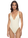 Luxe Stitch V-neck Swimsuit White Sands