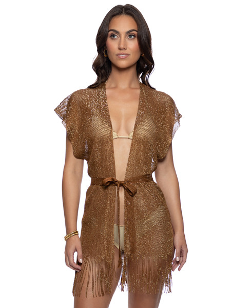 Kaftan Sunshine Addict Bruin/Goud van Luli Fama