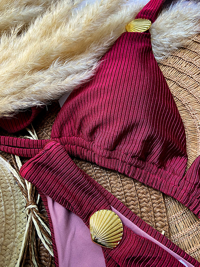 Shell Bikini Burgundy Texture Special Edition Shell Bikini Burgundy Texture Special Edition
