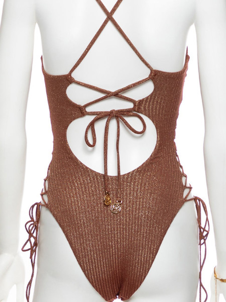 Strappy One Piece Suit Toasted Glow by Luli Fama