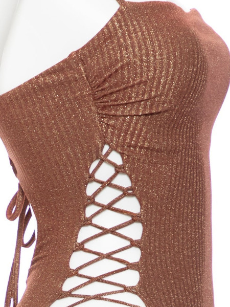 Strappy One Piece Suit Toasted Glow by Luli Fama