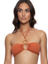 Luxe terracotta bandeautop met vergulde ringen van Luli Fama