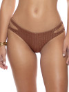 Bruine bikinibroekje met ribtextuur, vergulde ringetjes en cut-outs van Luli Fama