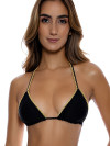 Zwarte bikini top met luxe goud gestikte randjes van Luli Fama Swimwear