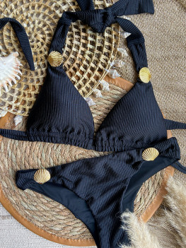 Shell Bikini Black Texture van Mystical Swimwear