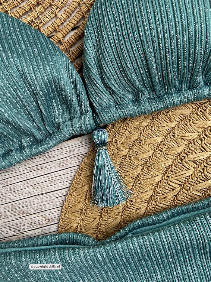 Bikini Triangle Brilliant Silver Green by Mystical Swimwear