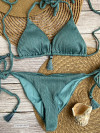 Bikini in een grijsblauwgroene kleur vermengd met glanzend zilver lurex garen van Mystical