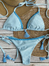 Light blue bikini with vertical rib texture and tassels from Mystical