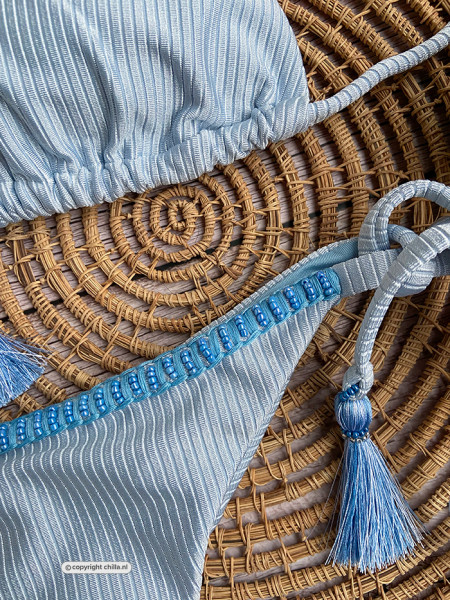 Semi-String Bikini Light Blue Texture van Mystical Swimwear