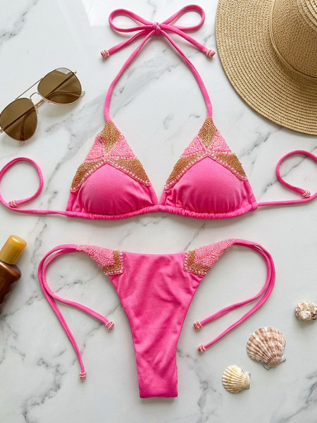 Semi-String Bikini Black Beaded van Specials