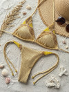 Semi-String Bikini Gold Texture Beaded