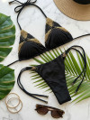 Semi-Thong Bikini Black Beaded