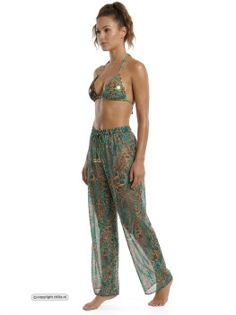 Jungle Fever Beach Pants Emerald/Leopard by Gold Couture