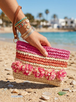 Tilda Clutch Naturel/Roze van Pia Rossini