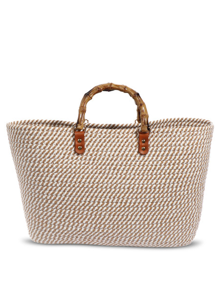 Beach Bag Narina Tan/White by Pia Rossini