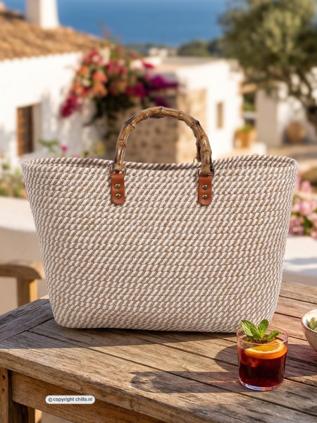 Strandtas Narina Tan/White van Pia Rossini
