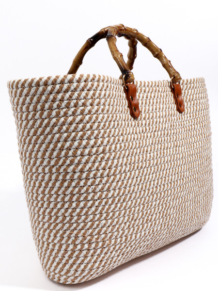 Beach Bag Narina Tan/White by Pia Rossini