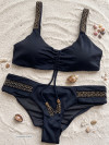 Halter Bikini Black Beaded
