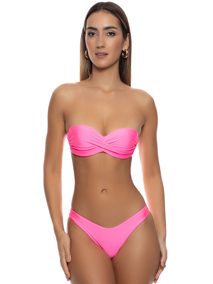 Push-up Beugelbikini Cosita Buena Neon Pink Shiny van Luli Fama