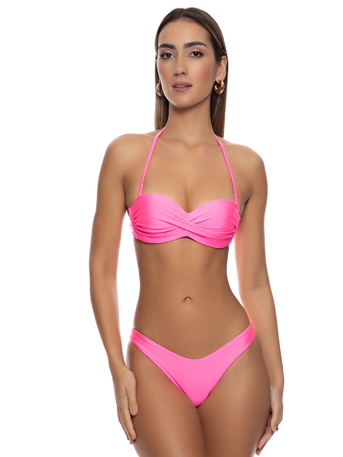 Push-up Beugelbikini Cosita Buena Neon Pink Shiny van Luli Fama