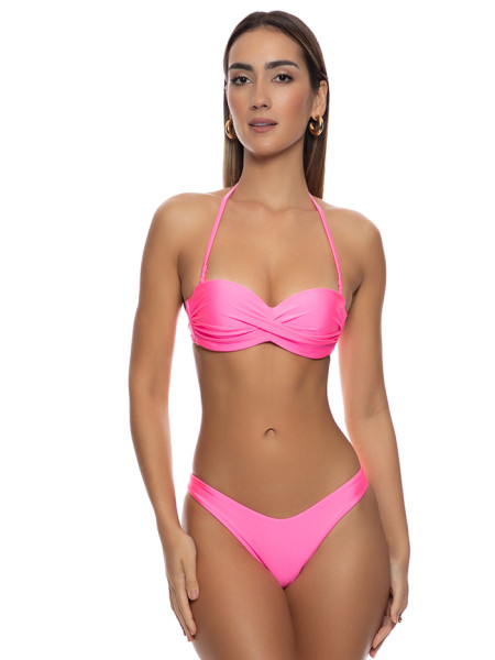 Push-up Beugelbikini Cosita Buena Neon Pink Shiny van Luli Fama